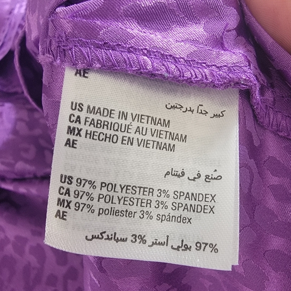 JM collection purple leopard embossed print V ruffle neckline size XXL - Picture 5 of 11